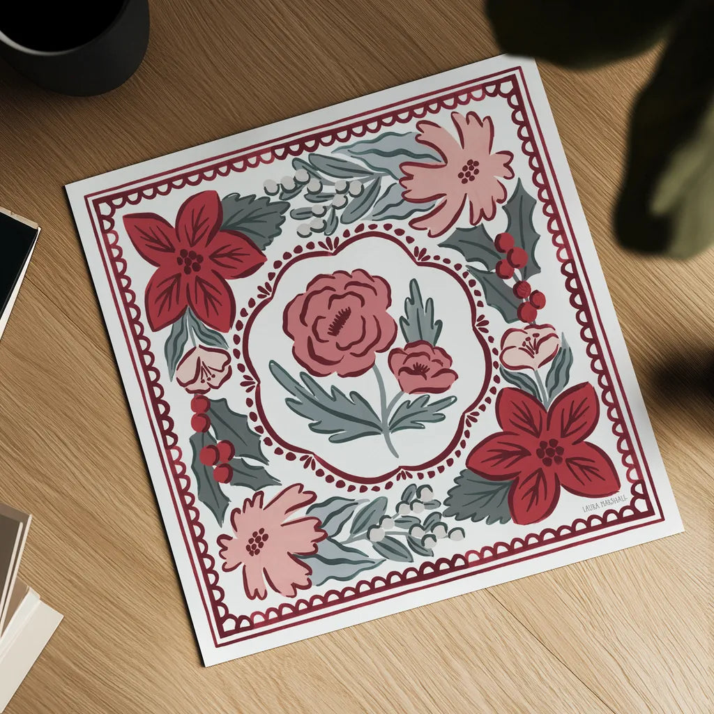 Christmas Reverie III by Laura Marshall. Shown as a detailed flat fine art print, highlighting archival giclee quality. Available as an archival giclee rolled canvas, fine art paper, or poster print. SKU 99620a.