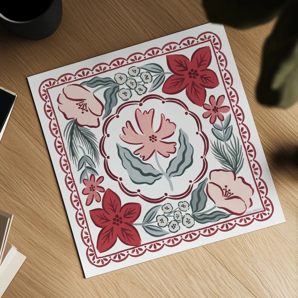 Christmas Reverie IV by Laura Marshall. Shown as a detailed flat fine art print, highlighting archival giclee quality. Available as an archival giclee rolled canvas, fine art paper, or poster print. SKU 99621a.