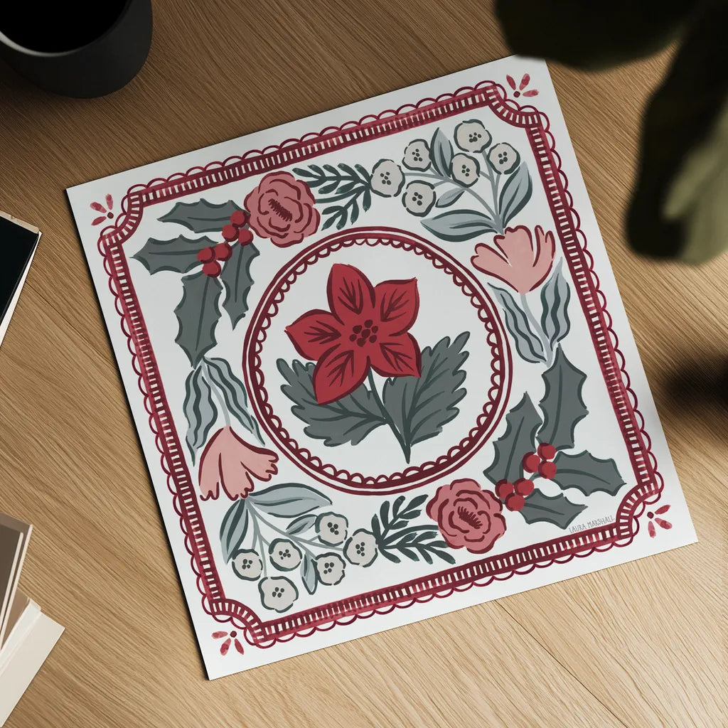 Christmas Reverie V by Laura Marshall. Shown as a detailed flat fine art print, highlighting archival giclee quality. Available as an archival giclee rolled canvas, fine art paper, or poster print. SKU 99622a.