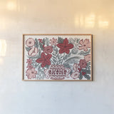 Christmas Reverie VI by Laura Marshall. shown as a paper print in a natural frame. Available as a archival giclee rolled canvas, fine art paper, or poster print. SKU 99623i.