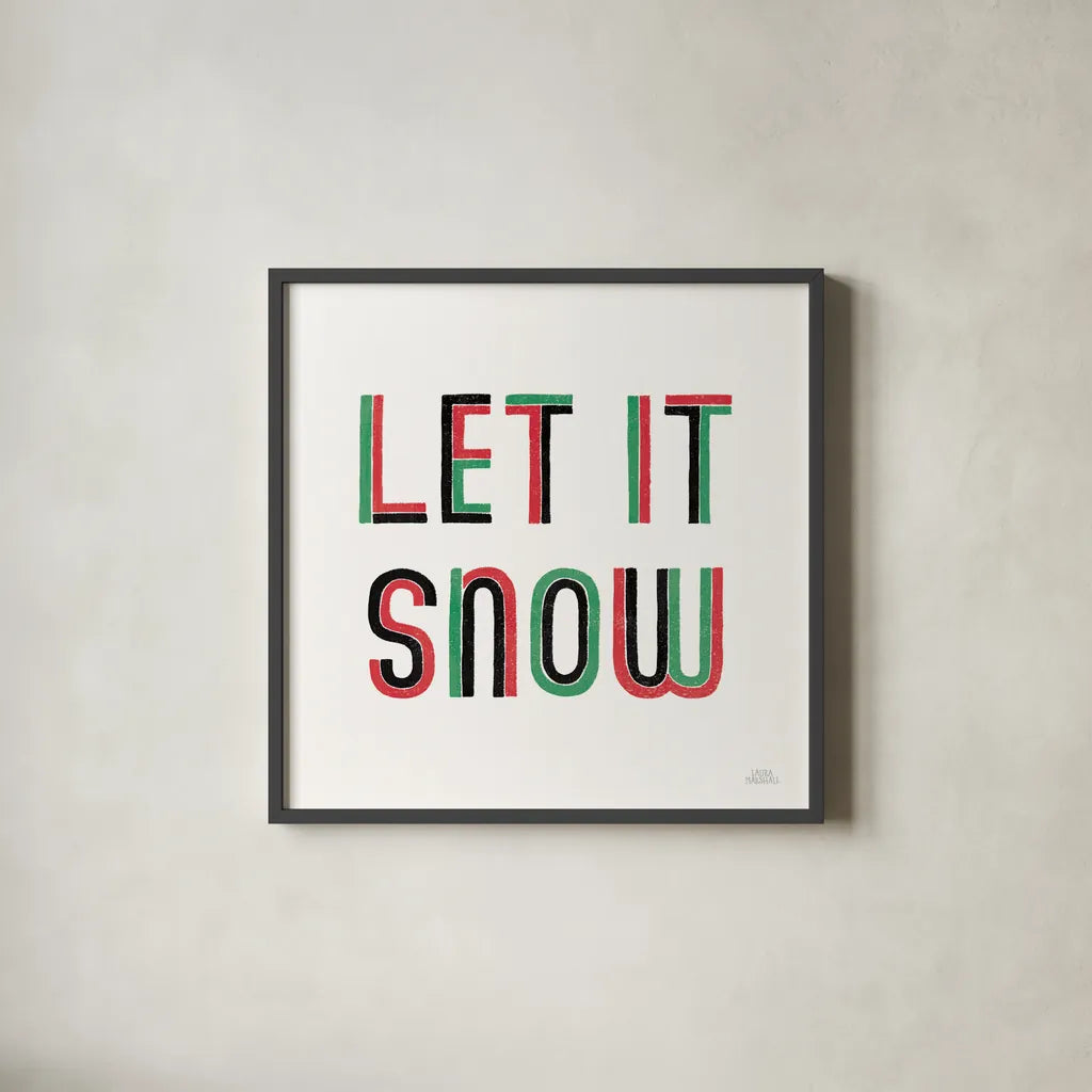 Christmas Sentiments III Black by Laura Marshall. Shown in a sleek black glass frame for a contemporary gallery look. Available as an archival giclee rolled canvas, fine art paper, or poster print. SKU 65280a.