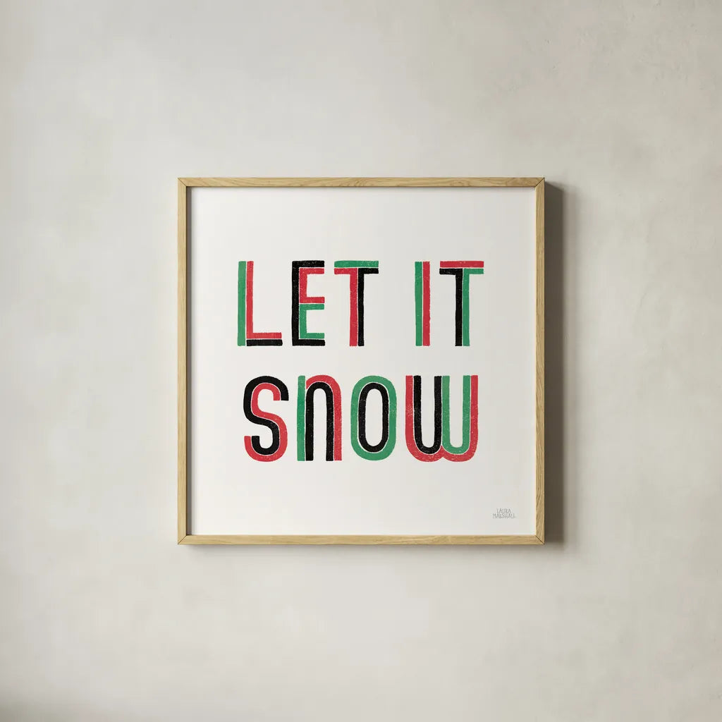 Christmas Sentiments III Black by Laura Marshall. Shown in a natural wood glass frame for a timeless modern aesthetic. Available as an archival giclee rolled canvas, fine art paper, or poster print. SKU 65280a.