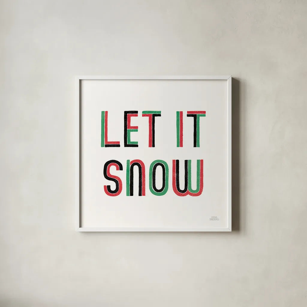 Christmas Sentiments III Black by Laura Marshall. Shown in a crisp white glass frame for a clean and minimalist style. Available as an archival giclee rolled canvas, fine art paper, or poster print. SKU 65280a.