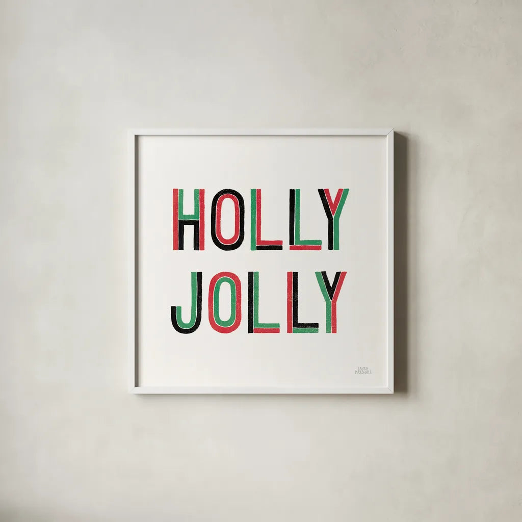 Christmas Sentiments IV Black by Laura Marshall. Shown in a crisp white glass frame for a clean and minimalist style. Available as an archival giclee rolled canvas, fine art paper, or poster print. SKU 65281a.