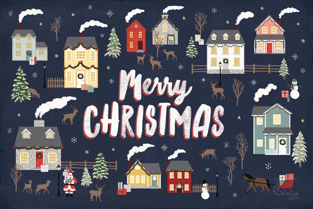 Christmas Village I by Laura Marshall. SKU 48500i. Archival Giclee Fine art print for wall decor.