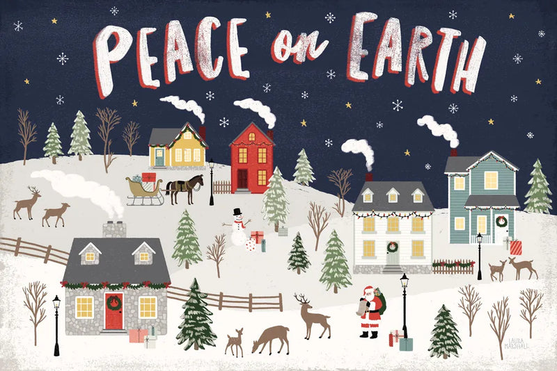 Christmas Village II by Laura Marshall. SKU 48501i. Archival Giclee Fine art print for wall decor.
