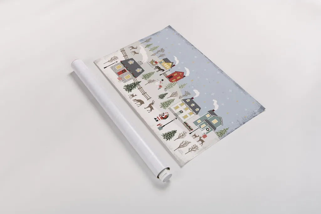 Christmas Village II Day by Laura Marshall. shown as a rolled paper print. Available as archival giclee rolled canvas, fine art paper, or poster print. SKU 68093i.