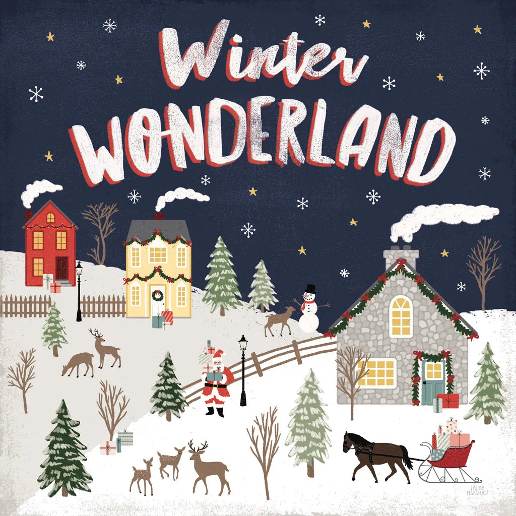 Christmas Village III by Laura Marshall. SKU 48502a. Archival Giclee Fine art print for wall decor.