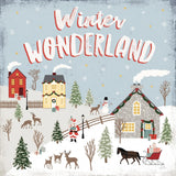 Christmas Village III Blue Sky by Laura Marshall. SKU 85782a. Archival Giclee Fine art print for wall decor.
