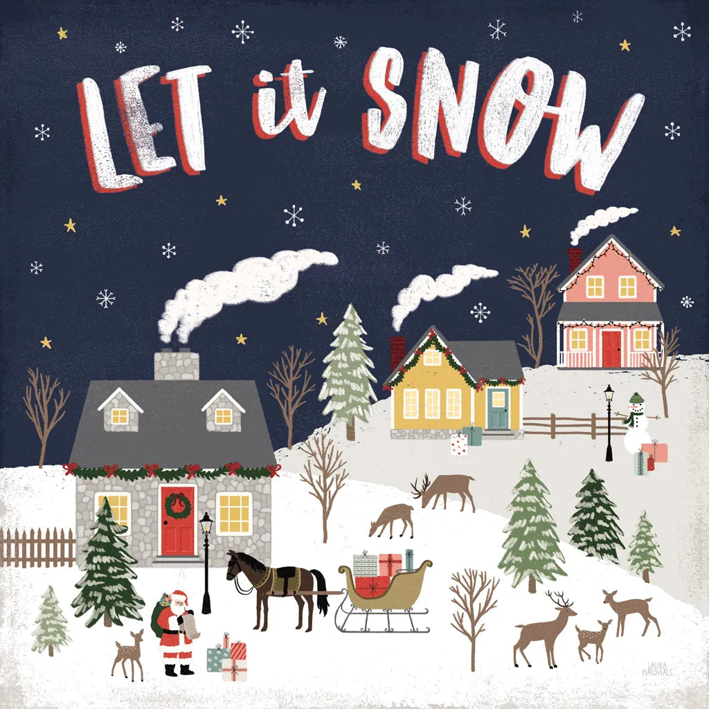 Christmas Village IV by Laura Marshall. SKU 48503a. Archival Giclee Fine art print for wall decor.