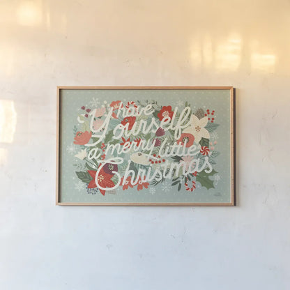 Christmas Wishes I by Laura Marshall. shown as a paper print in a natural frame. Available as a archival giclee rolled canvas, fine art paper, or poster print. SKU 66383i.