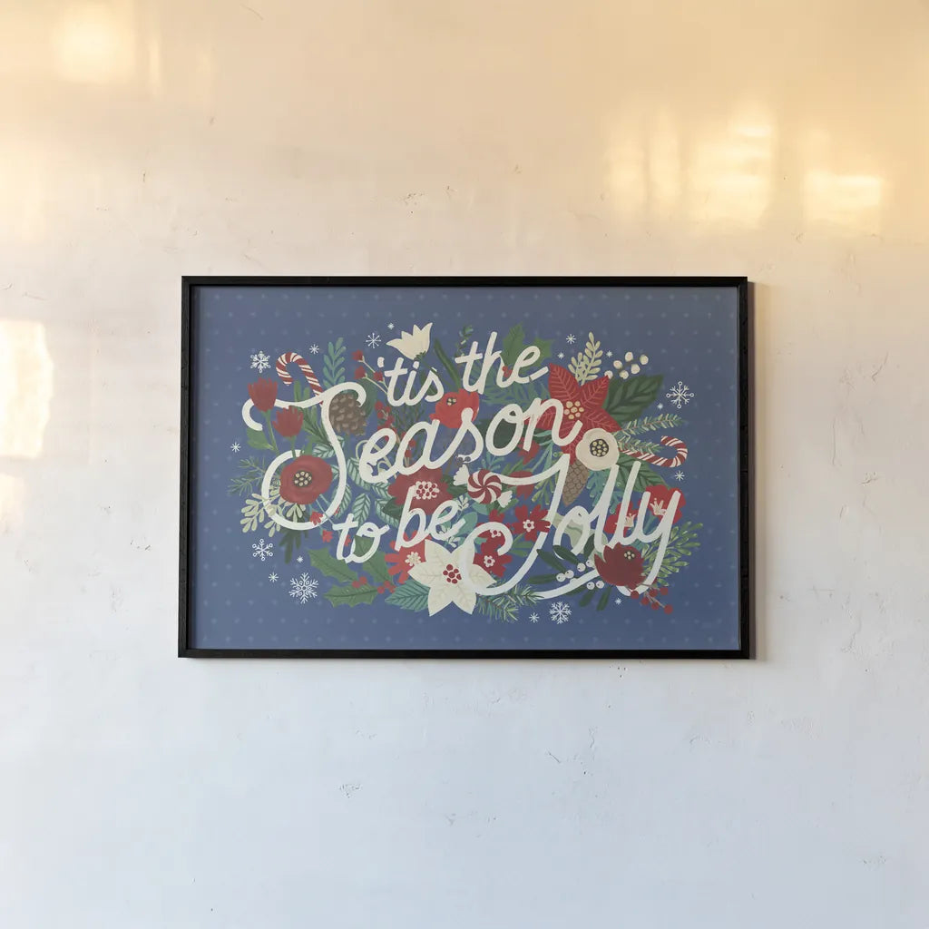 Christmas Wishes II Dark by Laura Marshall. shown as a paper print in a black flame. Available as a archival giclee rolled canvas, fine art paper, or poster print. SKU 67518i.