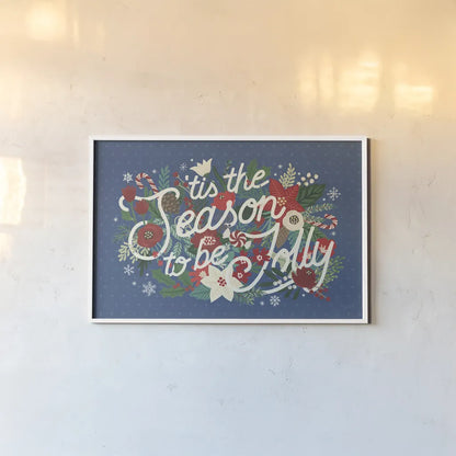 Christmas Wishes II Dark by Laura Marshall. shown as a paper print in a white frame. Available as a archival giclee rolled canvas, fine art paper, or poster print. SKU 67518i.