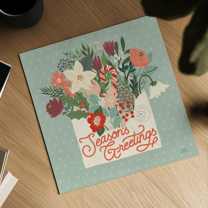 Christmas Wishes III by Laura Marshall. Shown as a detailed flat fine art print, highlighting archival giclee quality. Available as an archival giclee rolled canvas, fine art paper, or poster print. SKU 66385a.