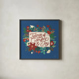 Christmas Wishes V Dark by Laura Marshall. Shown in a sleek black glass frame for a contemporary gallery look. Available as an archival giclee rolled canvas, fine art paper, or poster print. SKU 67521a.