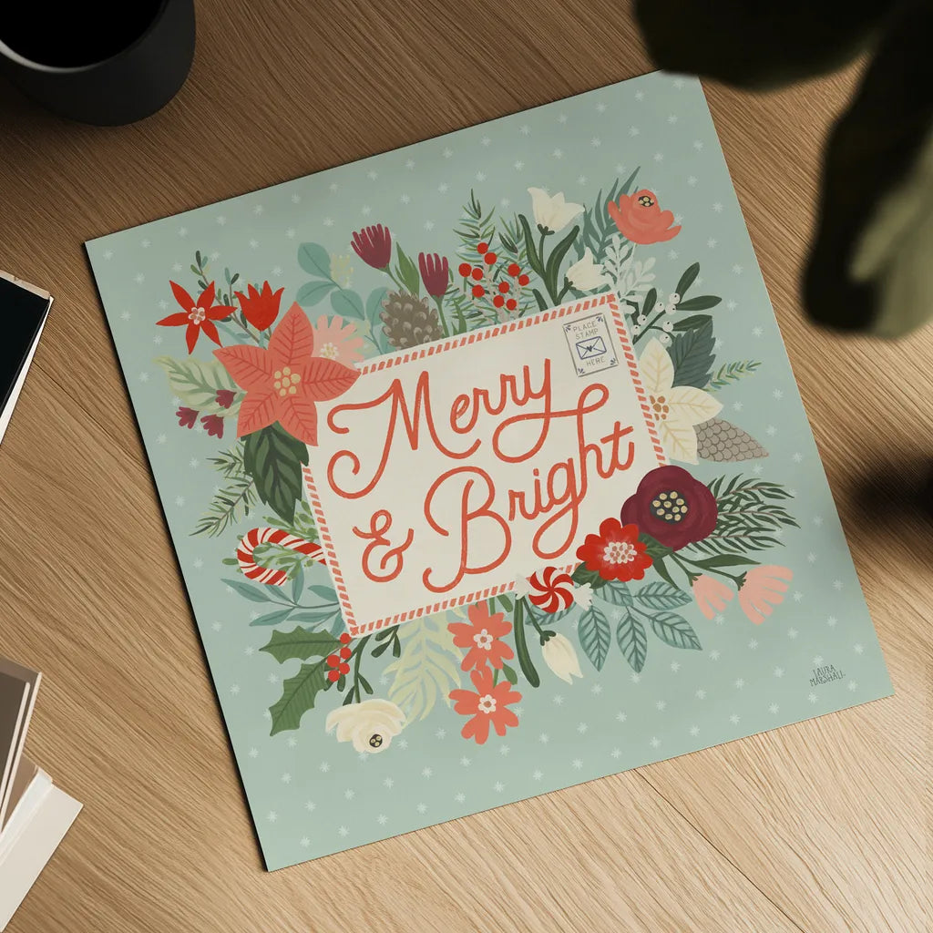 Christmas Wishes VI by Laura Marshall. Shown as a detailed flat fine art print, highlighting archival giclee quality. Available as an archival giclee rolled canvas, fine art paper, or poster print. SKU 66388a.