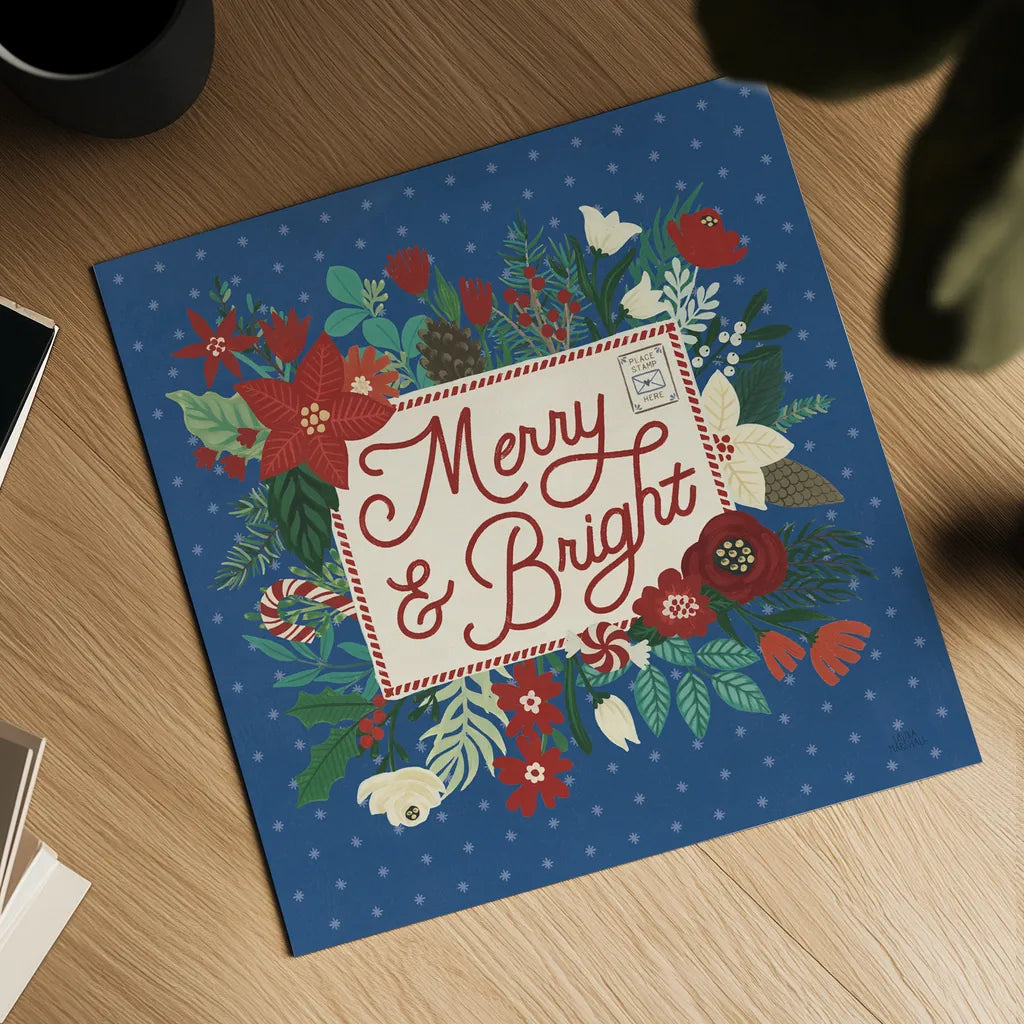 Christmas Wishes VI Dark by Laura Marshall. Shown as a detailed flat fine art print, highlighting archival giclee quality. Available as an archival giclee rolled canvas, fine art paper, or poster print. SKU 67522a.