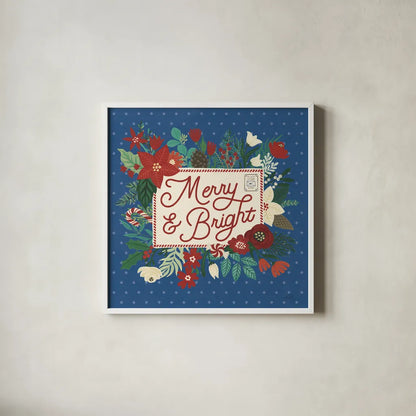 Christmas Wishes VI Dark by Laura Marshall. Shown in a crisp white glass frame for a clean and minimalist style. Available as an archival giclee rolled canvas, fine art paper, or poster print. SKU 67522a.