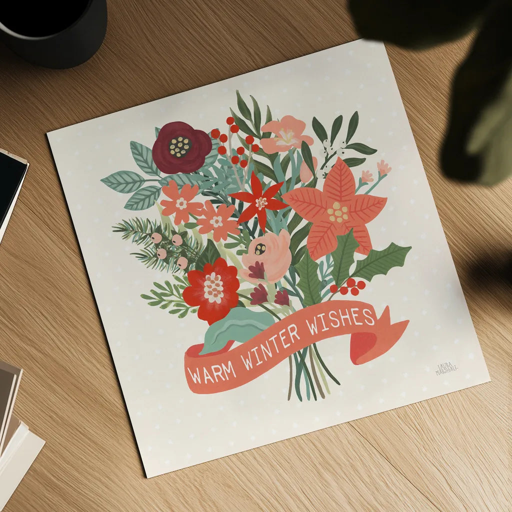 Christmas Wishes VII by Laura Marshall. Shown as a detailed flat fine art print, highlighting archival giclee quality. Available as an archival giclee rolled canvas, fine art paper, or poster print. SKU 66389a.