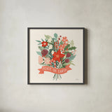 Christmas Wishes VIII by Laura Marshall. Shown in a sleek black glass frame for a contemporary gallery look. Available as an archival giclee rolled canvas, fine art paper, or poster print. SKU 66390a.