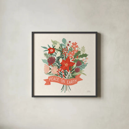 Christmas Wishes VIII by Laura Marshall. Shown in a sleek black glass frame for a contemporary gallery look. Available as an archival giclee rolled canvas, fine art paper, or poster print. SKU 66390a.