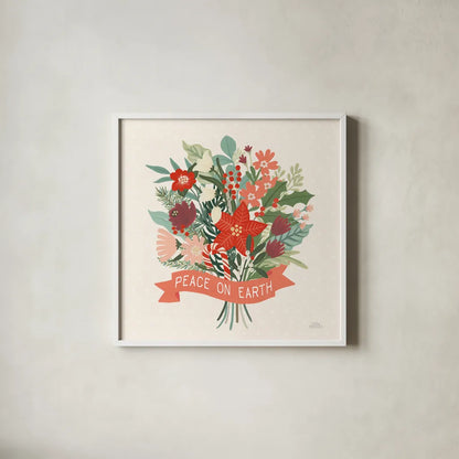 Christmas Wishes VIII by Laura Marshall. Shown in a crisp white glass frame for a clean and minimalist style. Available as an archival giclee rolled canvas, fine art paper, or poster print. SKU 66390a.