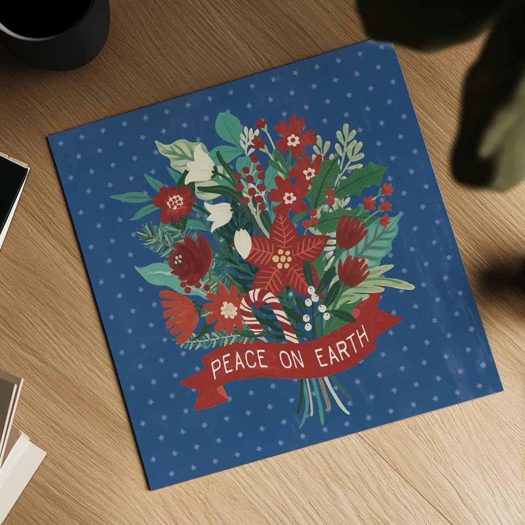 Christmas Wishes VIII Dark by Laura Marshall. Shown as a detailed flat fine art print, highlighting archival giclee quality. Available as an archival giclee rolled canvas, fine art paper, or poster print. SKU 67523a.