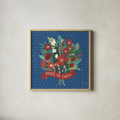 Christmas Wishes VIII Dark by Laura Marshall. Shown in a natural wood glass frame for a timeless modern aesthetic. Available as an archival giclee rolled canvas, fine art paper, or poster print. SKU 67523a.