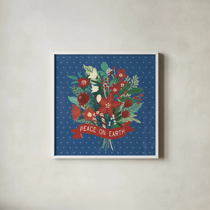 Christmas Wishes VIII Dark by Laura Marshall. Shown in a crisp white glass frame for a clean and minimalist style. Available as an archival giclee rolled canvas, fine art paper, or poster print. SKU 67523a.