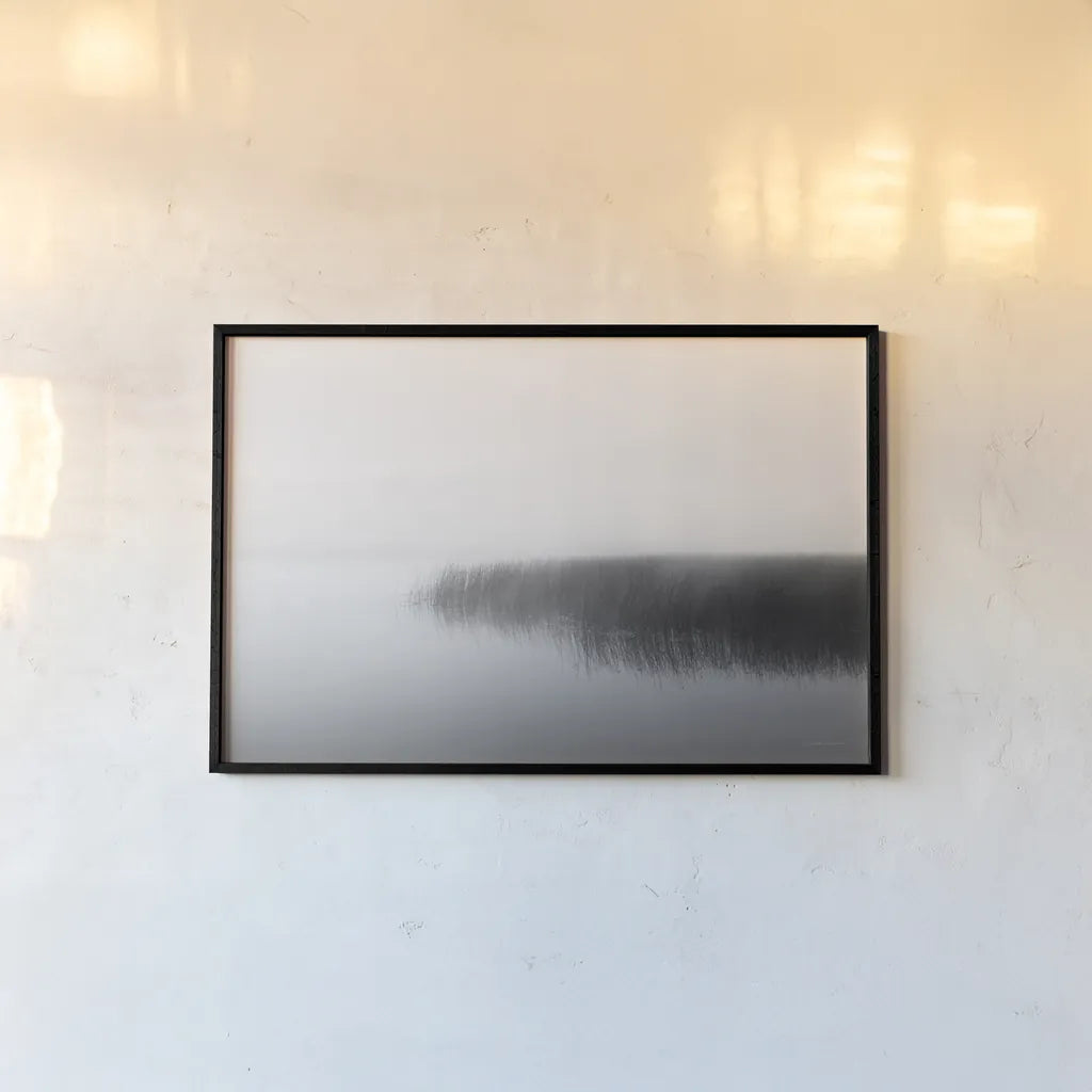 Clyde River by Laura Marshall. shown as a paper print in a black flame. Available as a archival giclee rolled canvas, fine art paper, or poster print. SKU 64397i.