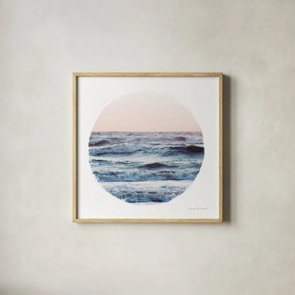 Coastal Colors I by Laura Marshall. Shown in a natural wood glass frame for a timeless modern aesthetic. Available as an archival giclee rolled canvas, fine art paper, or poster print. SKU 47124a.