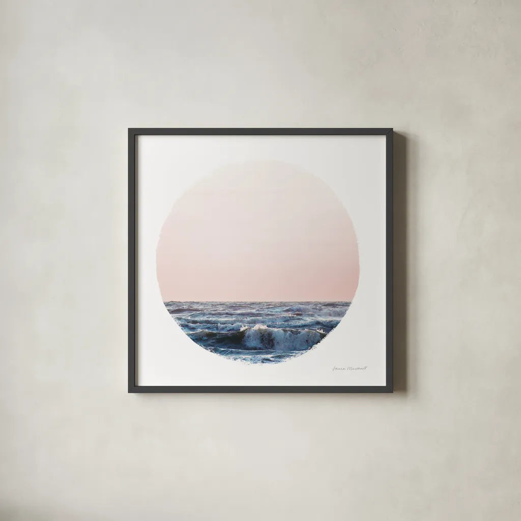 Coastal Colors II by Laura Marshall. Shown in a sleek black glass frame for a contemporary gallery look. Available as an archival giclee rolled canvas, fine art paper, or poster print. SKU 47125a.
