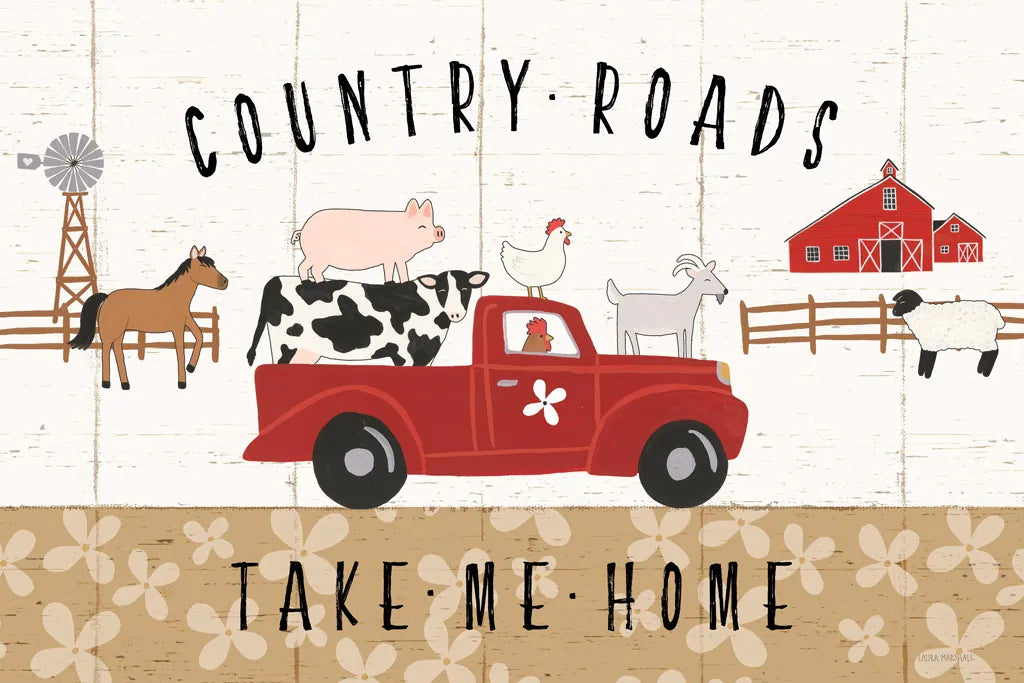 Country Roads I by Laura Marshall. SKU 46821i. Archival Giclee Fine art print for wall decor.