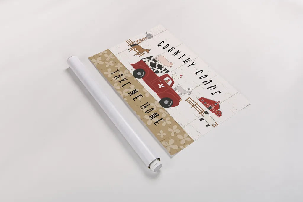 Country Roads I by Laura Marshall. shown as a rolled paper print. Available as archival giclee rolled canvas, fine art paper, or poster print. SKU 46821i.