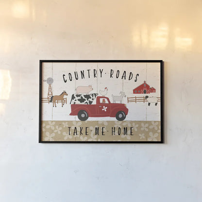 Country Roads I by Laura Marshall. shown as a paper print in a black flame. Available as a archival giclee rolled canvas, fine art paper, or poster print. SKU 46821i.