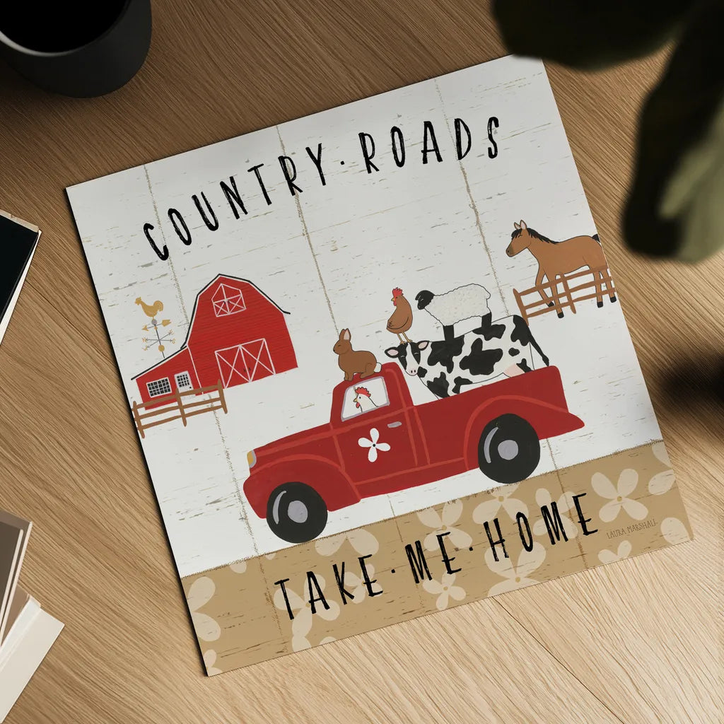 Country Roads III by Laura Marshall. Shown as a detailed flat fine art print, highlighting archival giclee quality. Available as an archival giclee rolled canvas, fine art paper, or poster print. SKU 46823a.