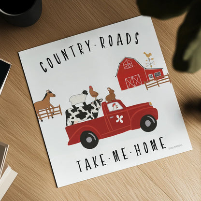 Country Roads III v2 by Laura Marshall. Shown as a detailed flat fine art print, highlighting archival giclee quality. Available as an archival giclee rolled canvas, fine art paper, or poster print. SKU 101778a.