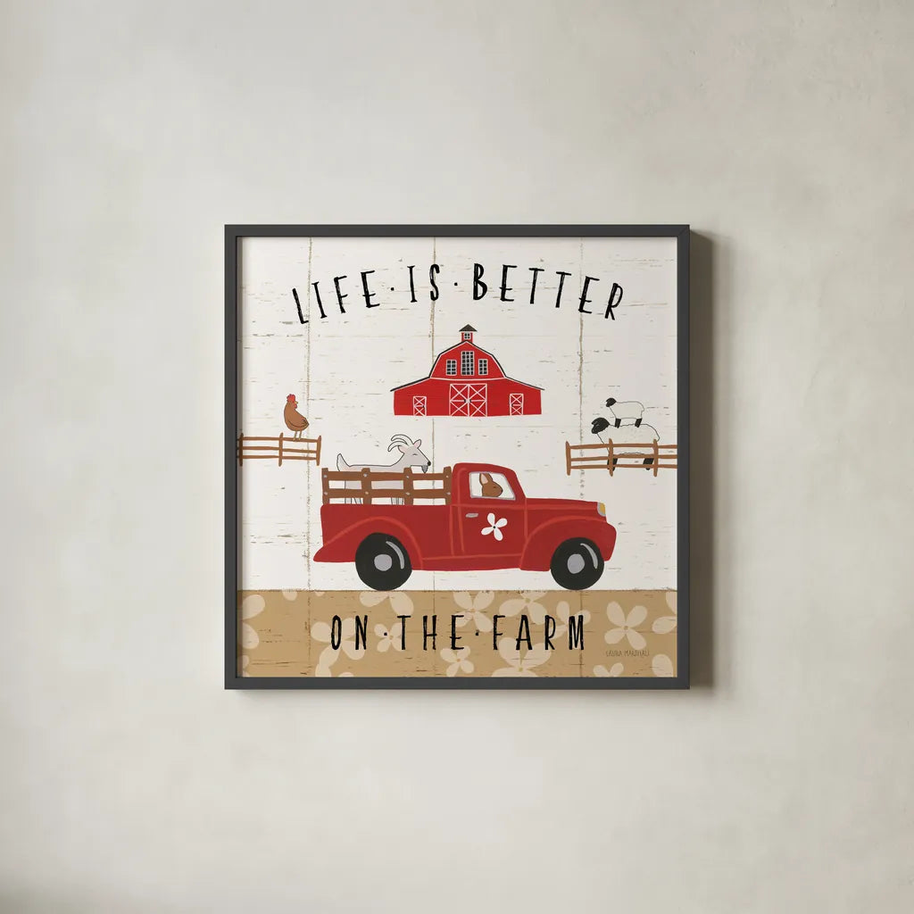 Country Roads IV by Laura Marshall. Shown in a sleek black glass frame for a contemporary gallery look. Available as an archival giclee rolled canvas, fine art paper, or poster print. SKU 46824a.