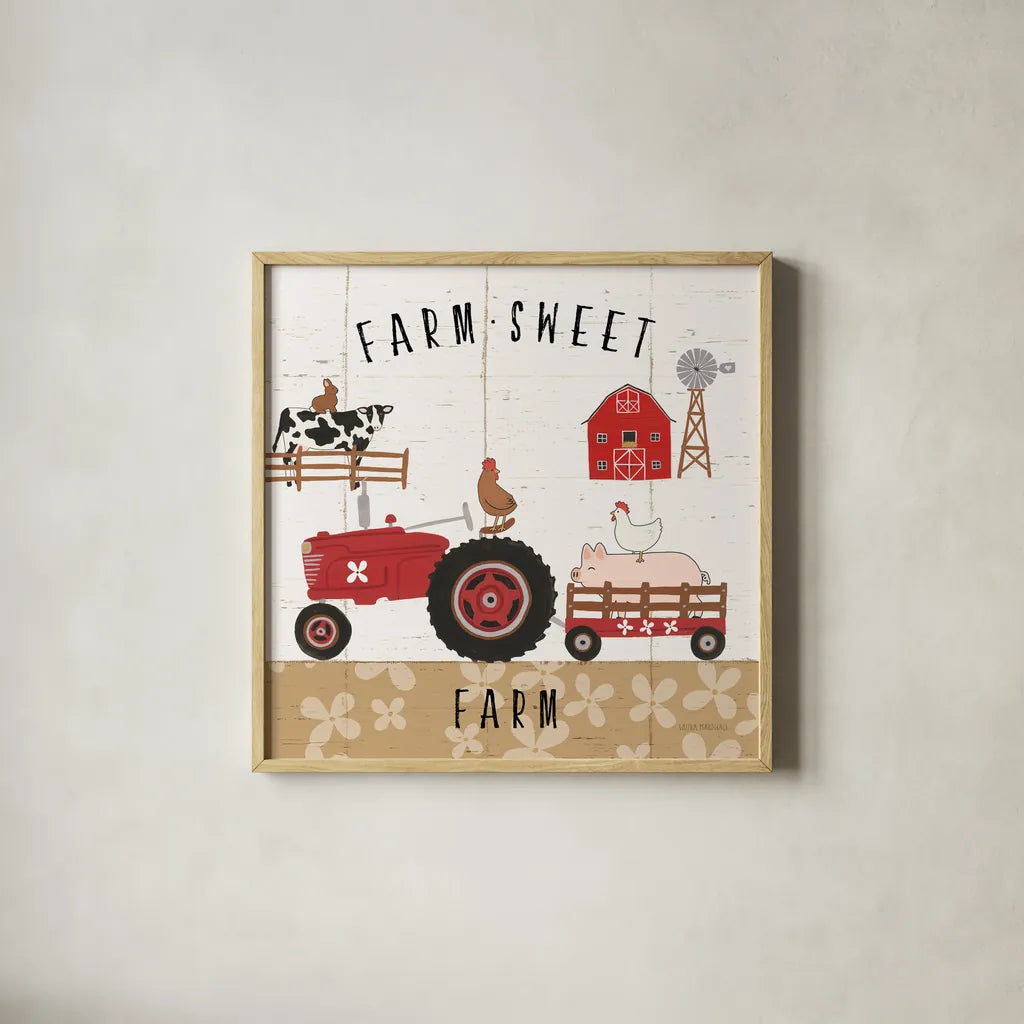 Country Roads V by Laura Marshall. Shown in a natural wood glass frame for a timeless modern aesthetic. Available as an archival giclee rolled canvas, fine art paper, or poster print. SKU 46825a.