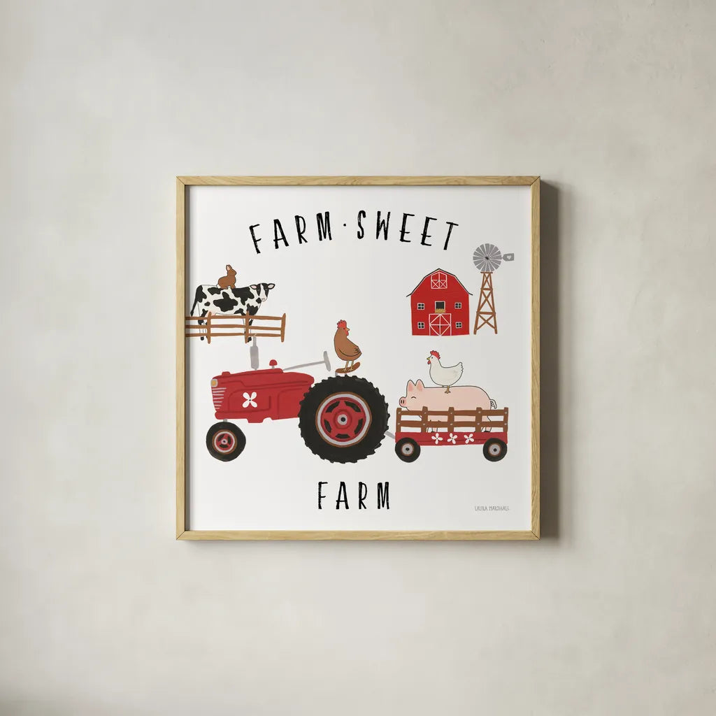 Country Roads V v2 by Laura Marshall. Shown in a natural wood glass frame for a timeless modern aesthetic. Available as an archival giclee rolled canvas, fine art paper, or poster print. SKU 101779a.