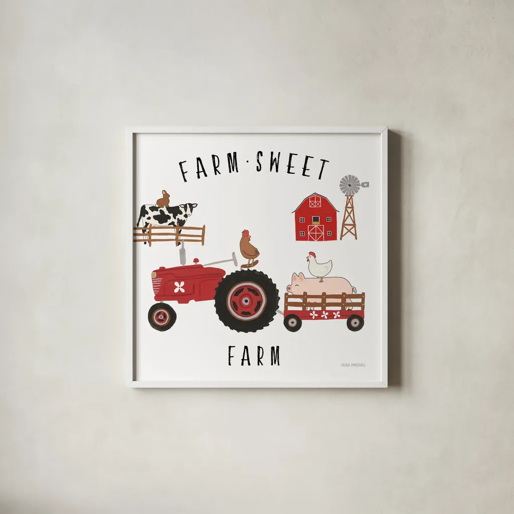 Country Roads V v2 by Laura Marshall. Shown in a crisp white glass frame for a clean and minimalist style. Available as an archival giclee rolled canvas, fine art paper, or poster print. SKU 101779a.