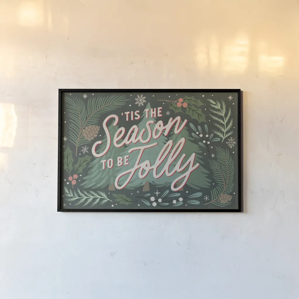 Cozy Christmas I by Laura Marshall. shown as a paper print in a black flame. Available as a archival giclee rolled canvas, fine art paper, or poster print. SKU 88766i.