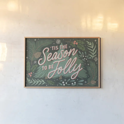 Cozy Christmas I by Laura Marshall. shown as a paper print in a natural frame. Available as a archival giclee rolled canvas, fine art paper, or poster print. SKU 88766i.