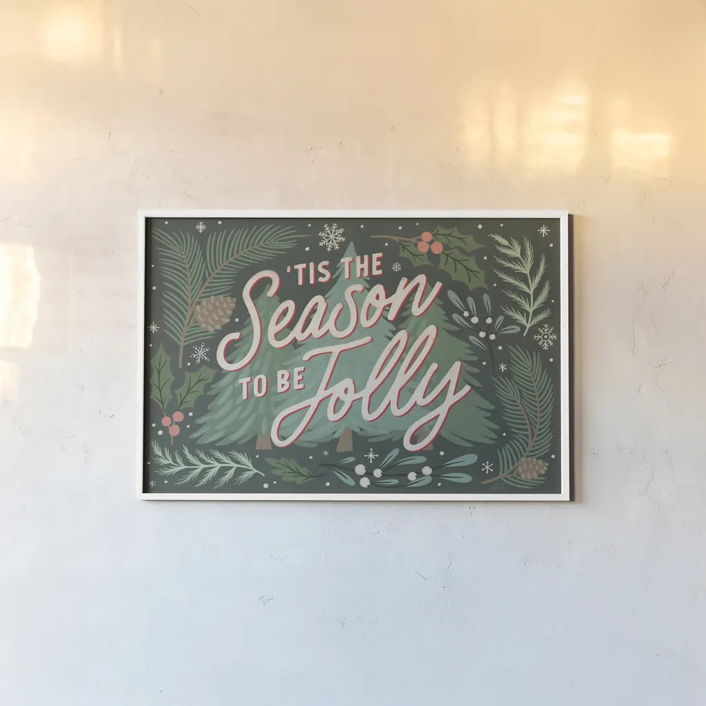 Cozy Christmas I by Laura Marshall. shown as a paper print in a white frame. Available as a archival giclee rolled canvas, fine art paper, or poster print. SKU 88766i.