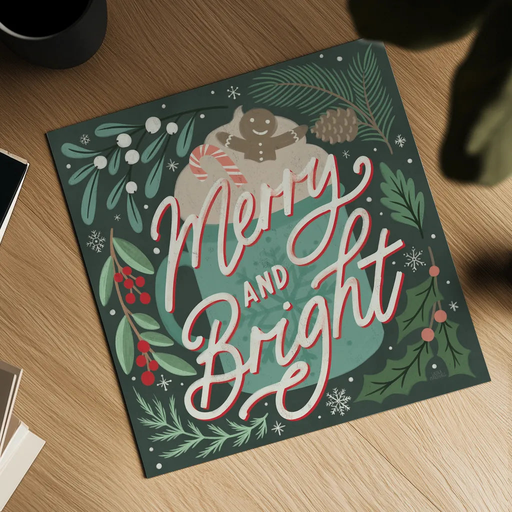 Cozy Christmas V by Laura Marshall. Shown as a detailed flat fine art print, highlighting archival giclee quality. Available as an archival giclee rolled canvas, fine art paper, or poster print. SKU 88770a.