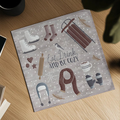 Cozy Winter II by Laura Marshall. Shown as a detailed flat fine art print, highlighting archival giclee quality. Available as an archival giclee rolled canvas, fine art paper, or poster print. SKU 30699a.