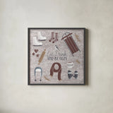 Cozy Winter II by Laura Marshall. Shown in a sleek black glass frame for a contemporary gallery look. Available as an archival giclee rolled canvas, fine art paper, or poster print. SKU 30699a.