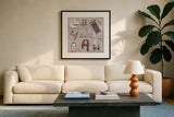 Cozy Winter II by Laura Marshall. Displayed in a glass frame with matte in a clean modern living room. Available as an archival giclee rolled canvas, fine art paper, or poster print. SKU 30699a.