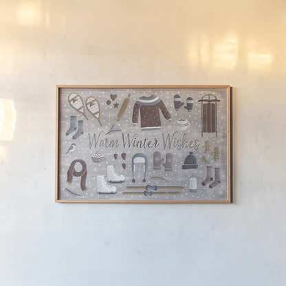 Cozy Winter III by Laura Marshall. shown as a paper print in a natural frame. Available as a archival giclee rolled canvas, fine art paper, or poster print. SKU 30700i.