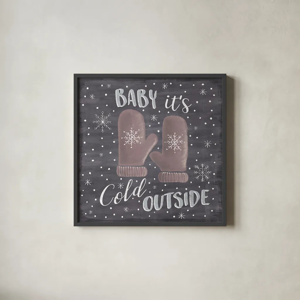 Cozy Winter IV by Laura Marshall. Shown in a sleek black glass frame for a contemporary gallery look. Available as an archival giclee rolled canvas, fine art paper, or poster print. SKU 30701a.